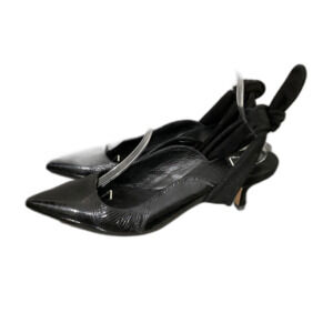 M. Gemi Kitten Heel Pointed Toe Sling back Paten/suede Leather 39 US 8- Italy